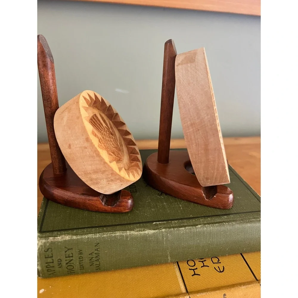 Vintage Wooden Butter Shortbread Molds Set of 2 Scottish Thistle Design